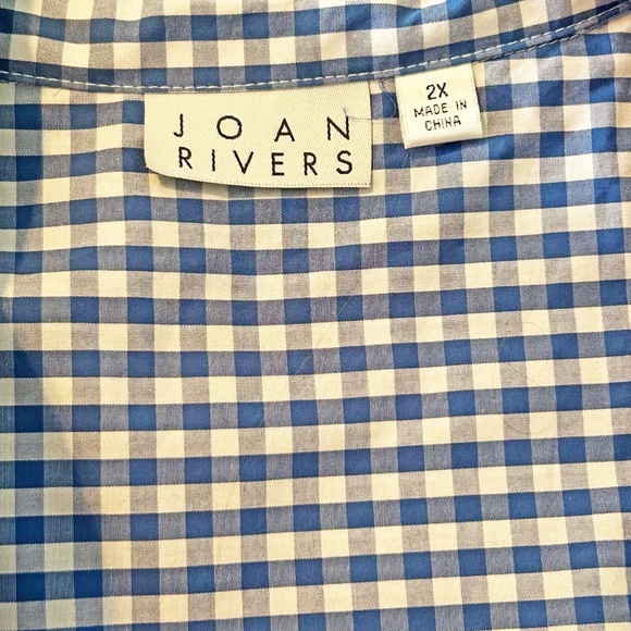 BOYFRIEND SHIRT, BLUE & WHITE CHECK, SIZE 2X, QUALITY DETAILS, COTTON, BUTTON - Picture 8 of 13